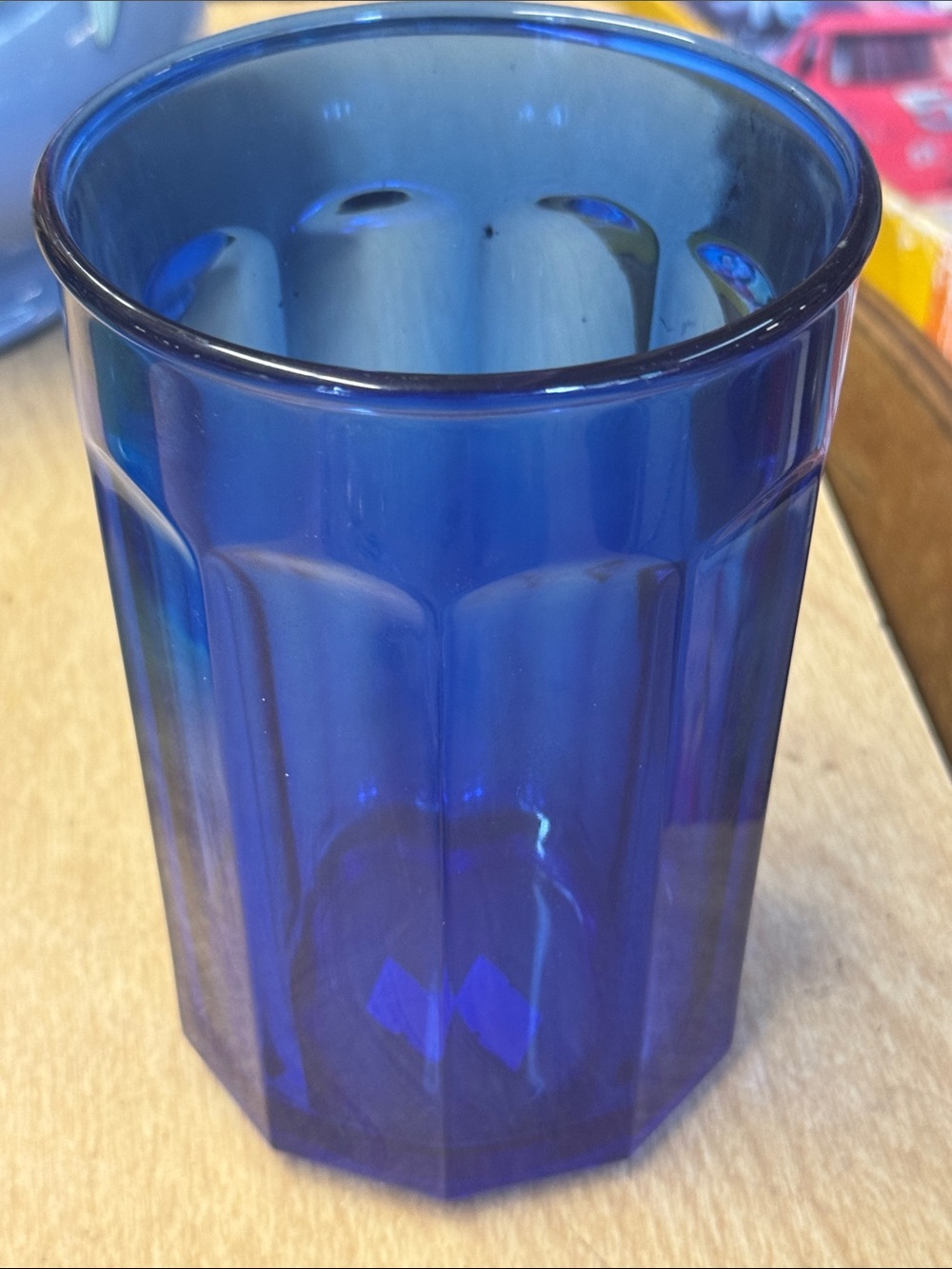 Cobalt Blue Faceted Glass Vase